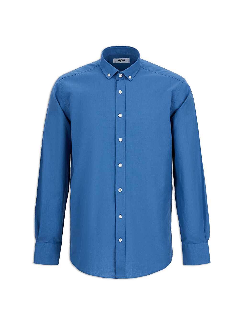 İndigo Uzun Kol Regular Fit Düğmeli Yaka Spor Pamuk Nefes Alabilen Keten Görünümlü Gömlek-3