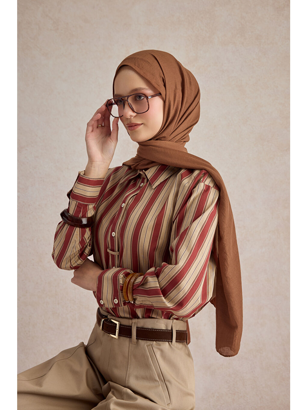 Kahverengi Organik Crash Şal Çikolata Kahve-1