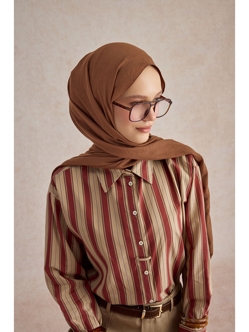 Kahverengi Organik Crash Şal Çikolata Kahve-2