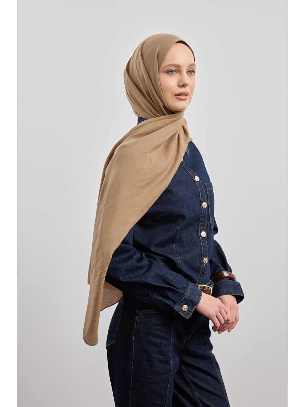 Kahverengi Organik Crash Şal Sütlü Kahve-2