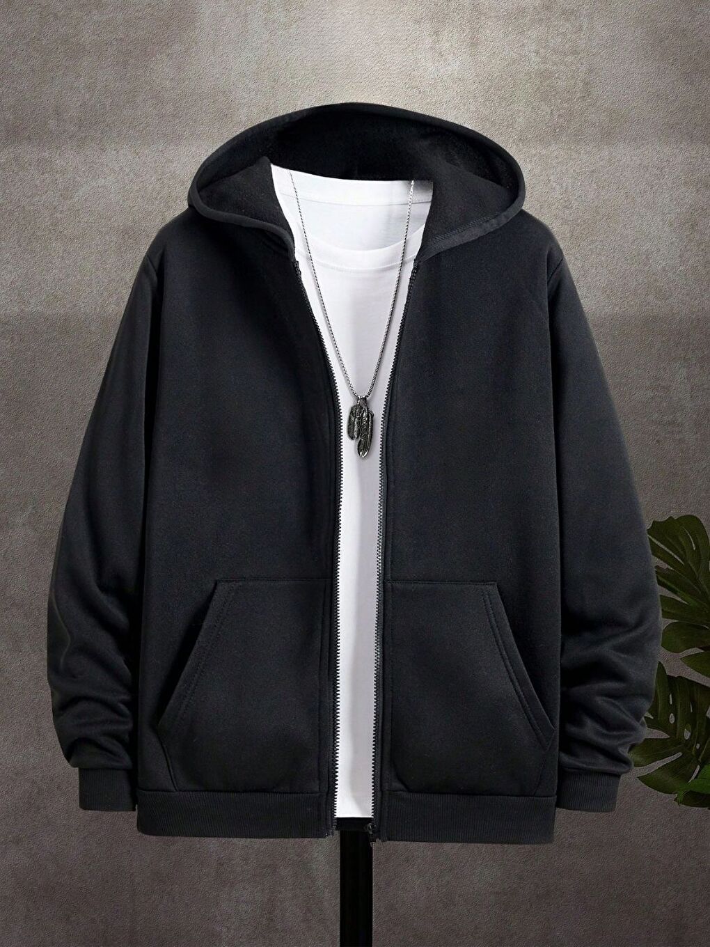 3lü Set Füme Siyah Gri Kapüşon Detay Fermuarlı Hırka-2