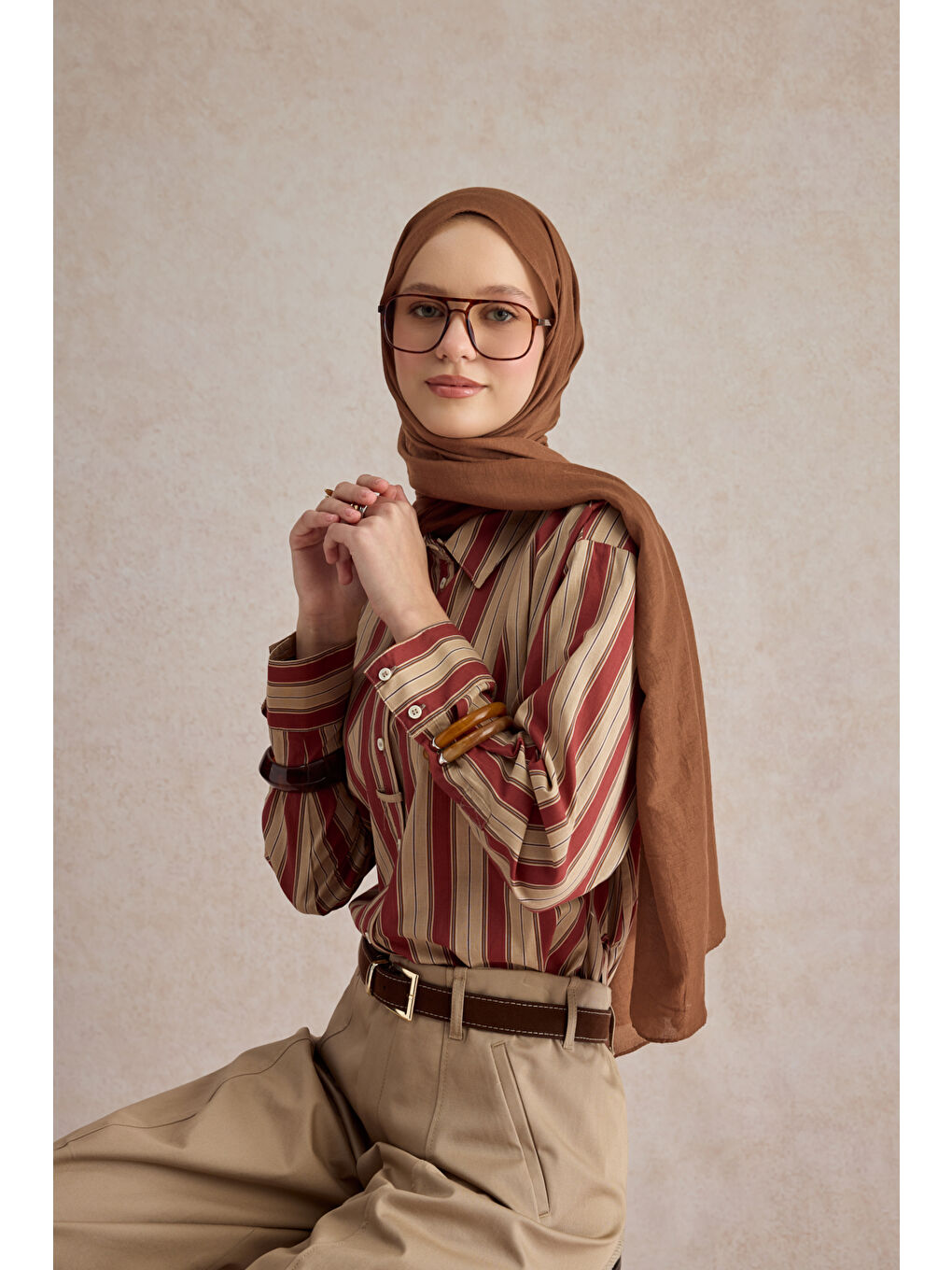 Kahverengi Organik Crash Şal Çikolata Kahve-3