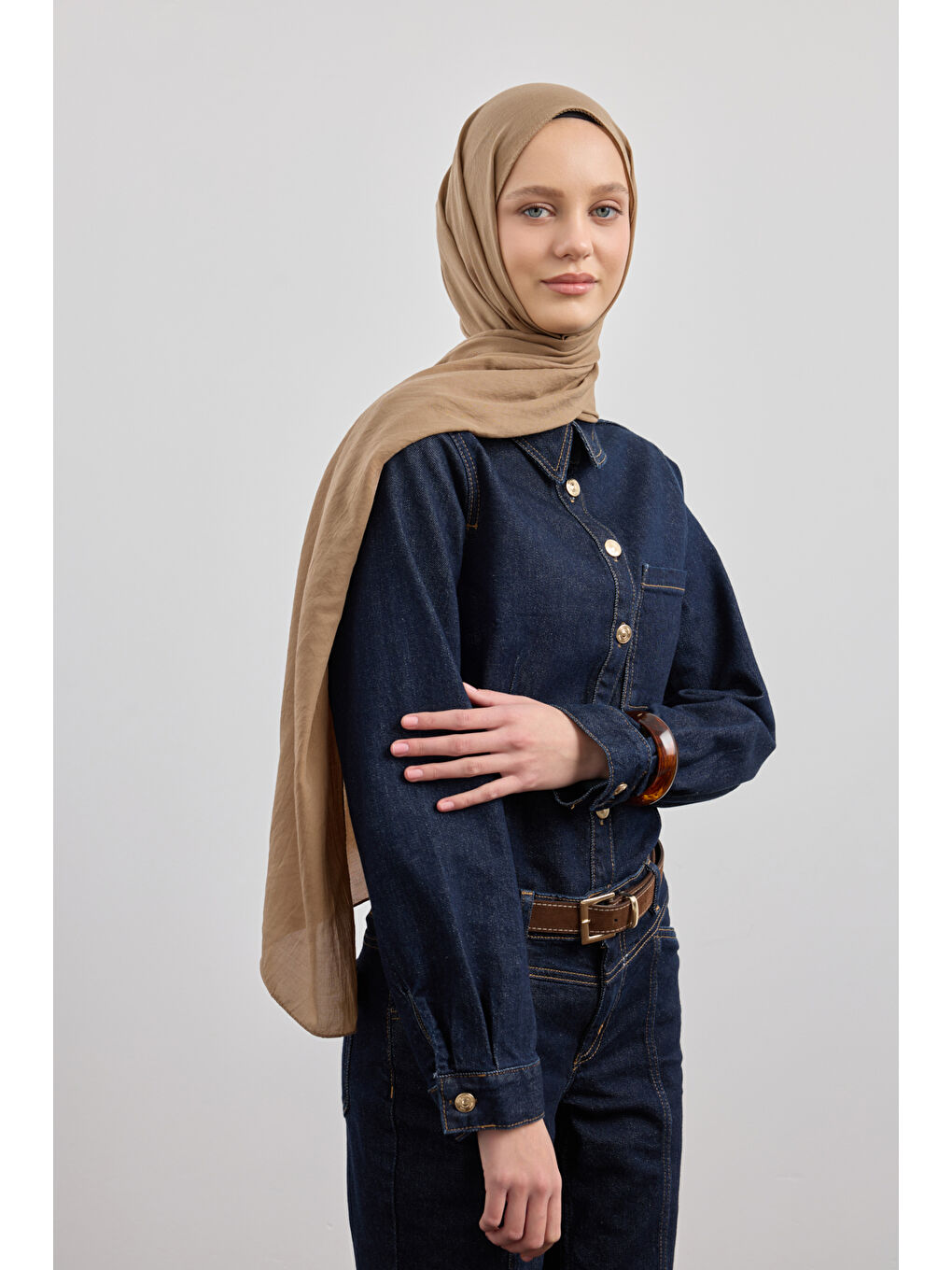 Kahverengi Organik Crash Şal Sütlü Kahve-3