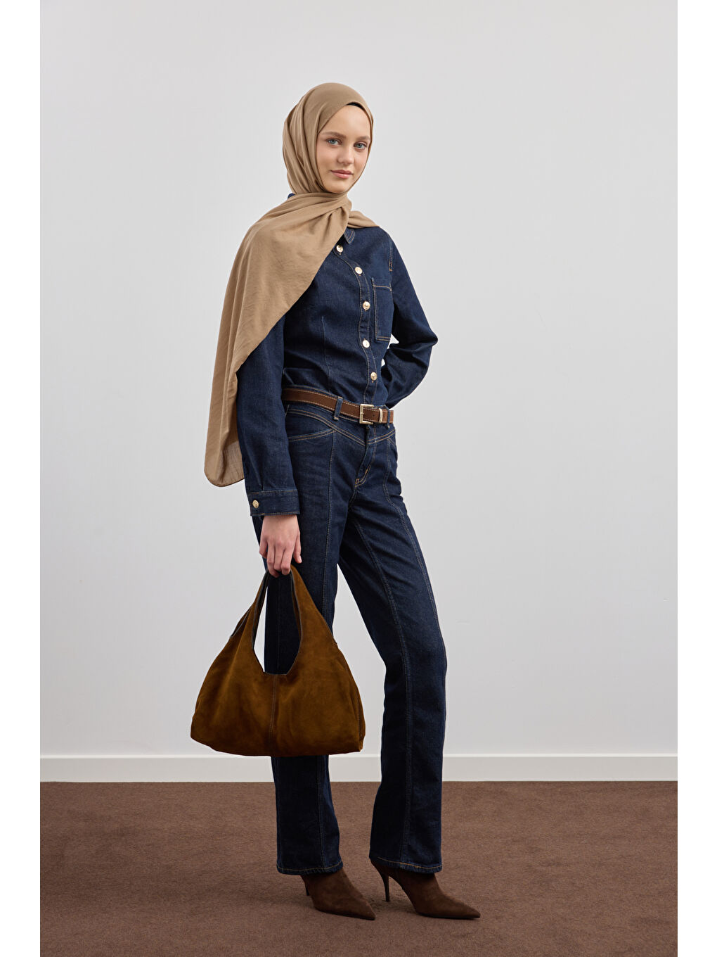 Kahverengi Organik Crash Şal Sütlü Kahve-4