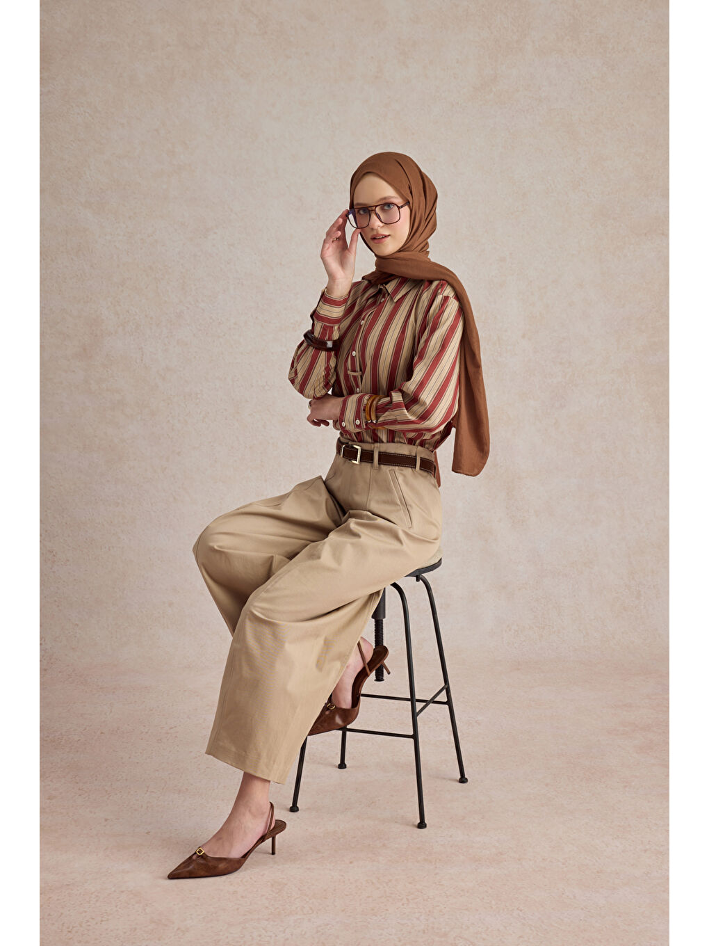 Kahverengi Organik Crash Şal Çikolata Kahve-4