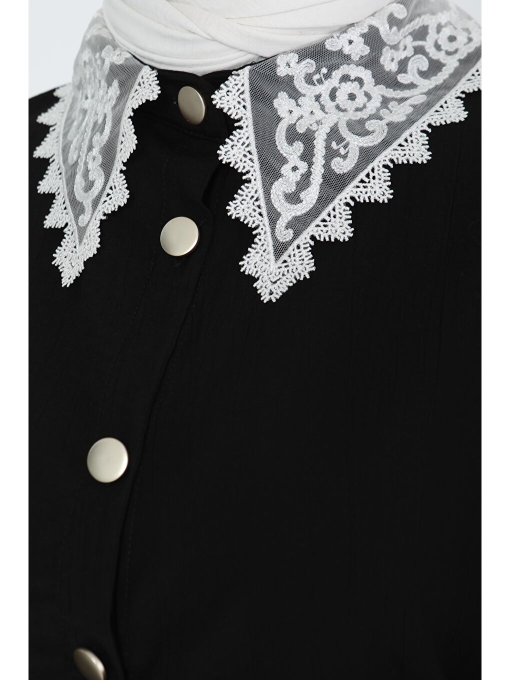 Dantel Yaka İkili Takım Siyah - 27179-4