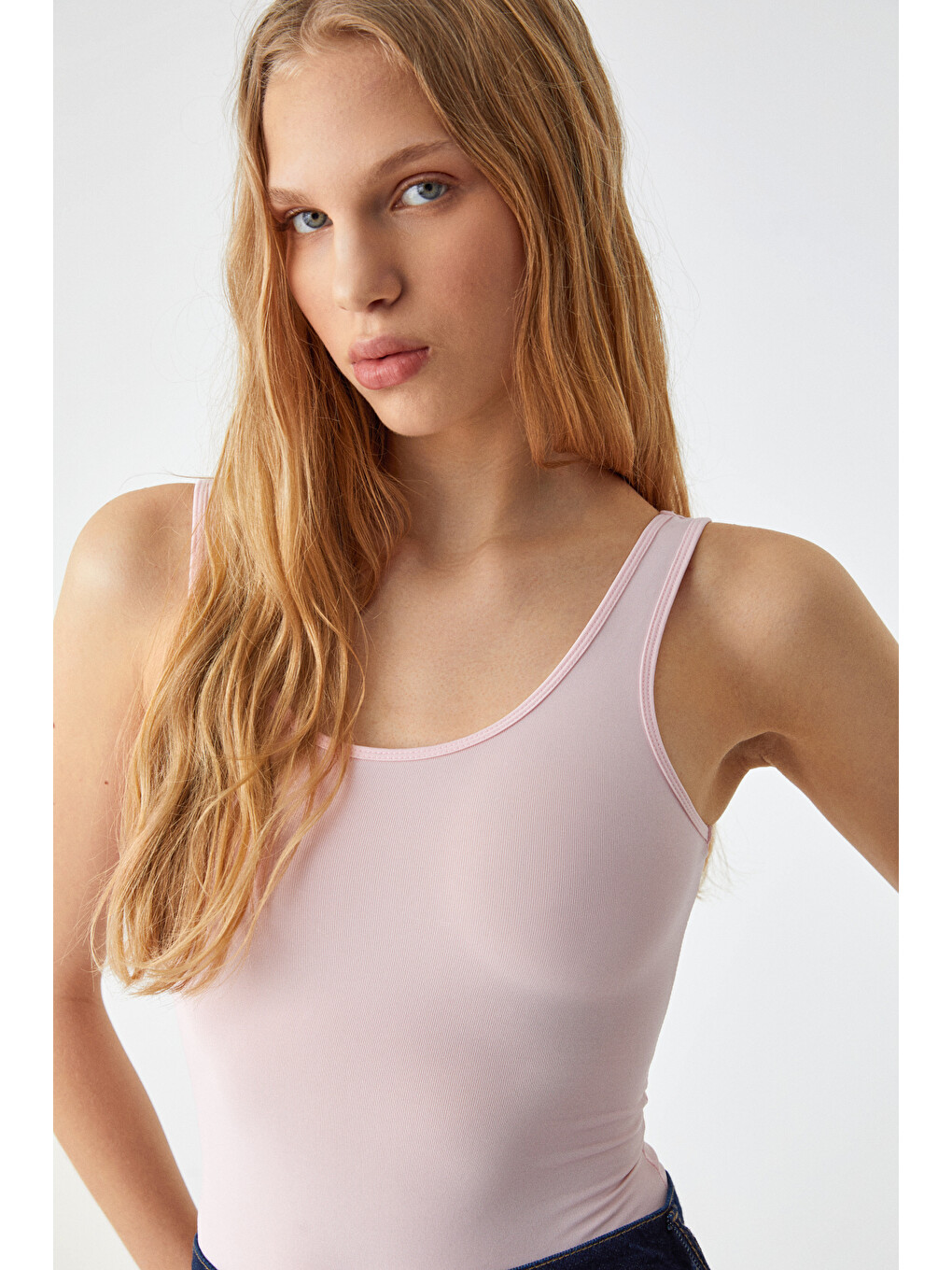 Chıles Kadın Slim Halter Yaka Kolsuz Çıtçıtlı Pembe Body-2