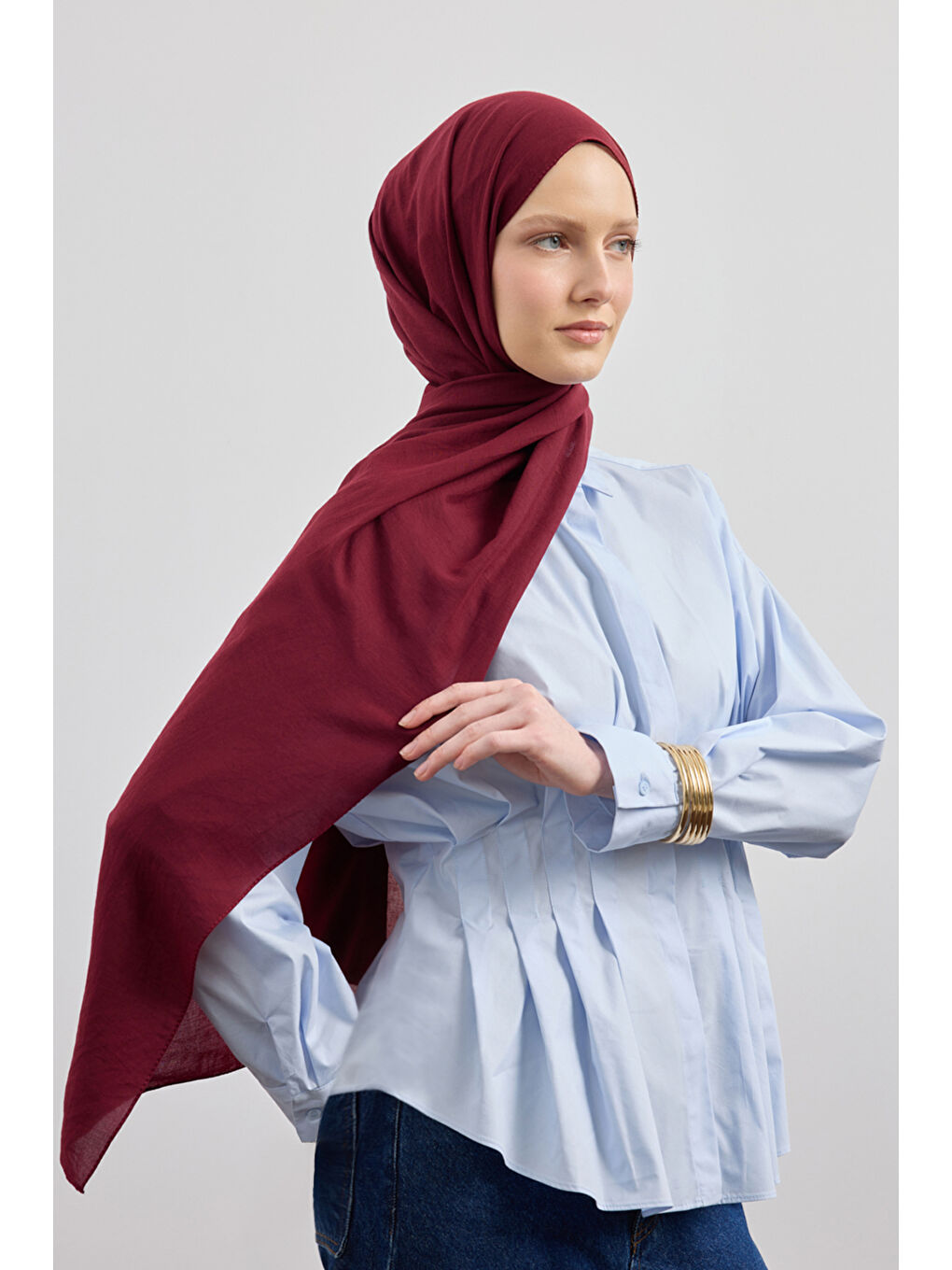 Organik Crash Şal Bordo-2