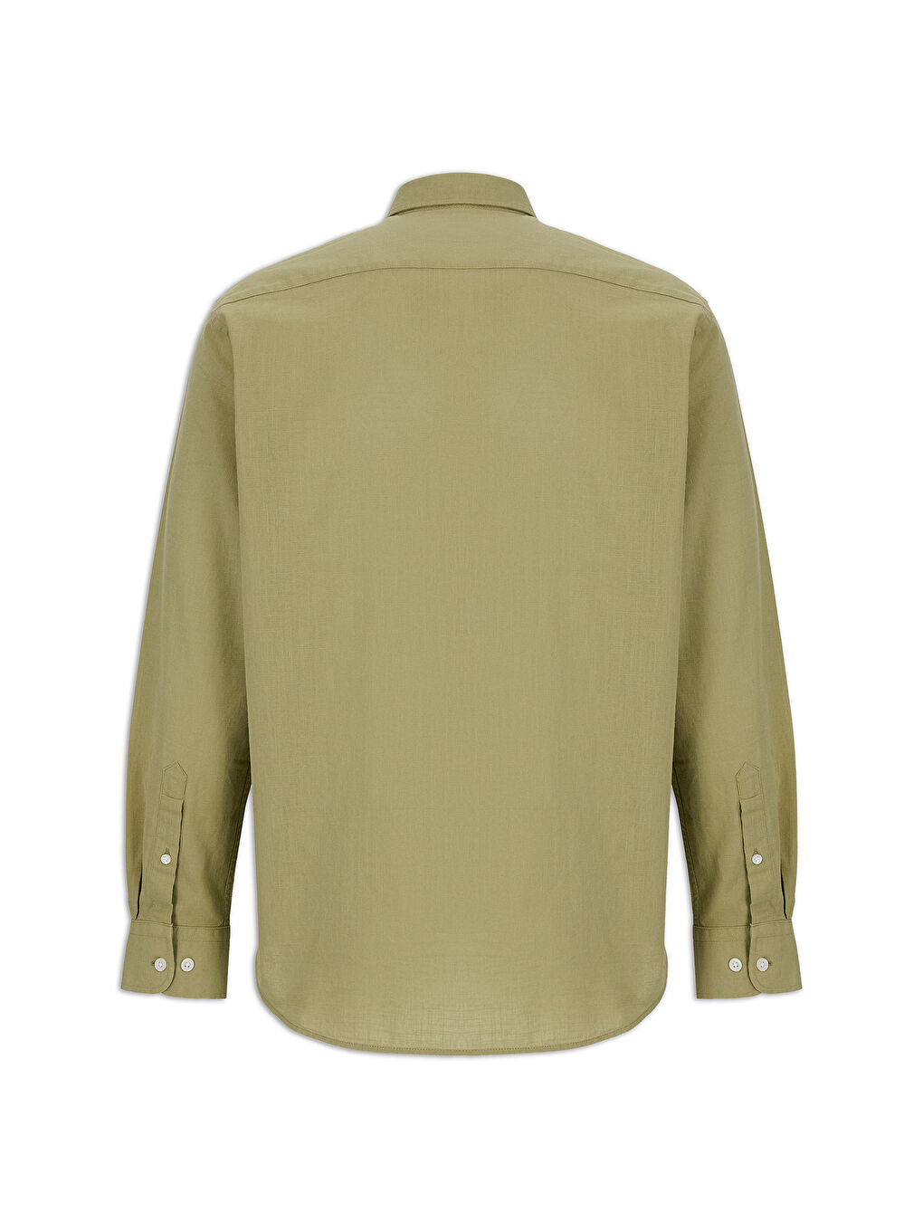 Haki Uzun Kol Regular Fit Düğmeli Yaka Spor Pamuk Nefes Alabilen Keten Görünümlü Gömlek-6