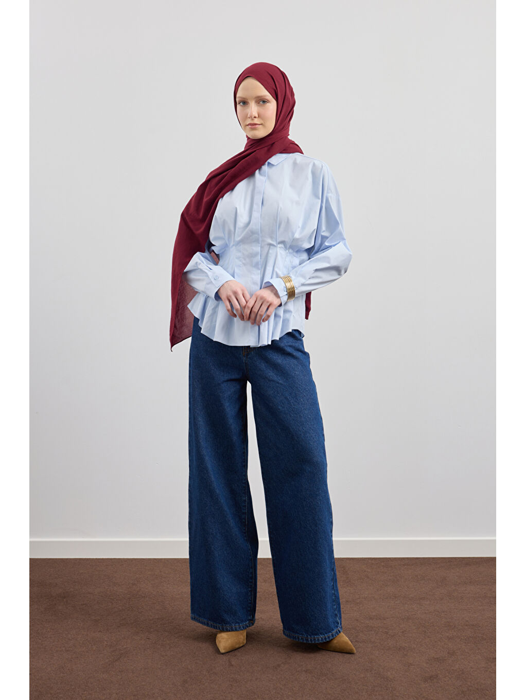 Organik Crash Şal Bordo-3