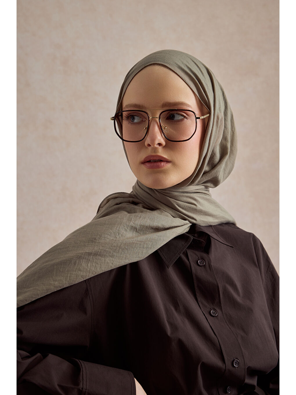 Kahverengi Organik Crash Şal Soft Kahve-1