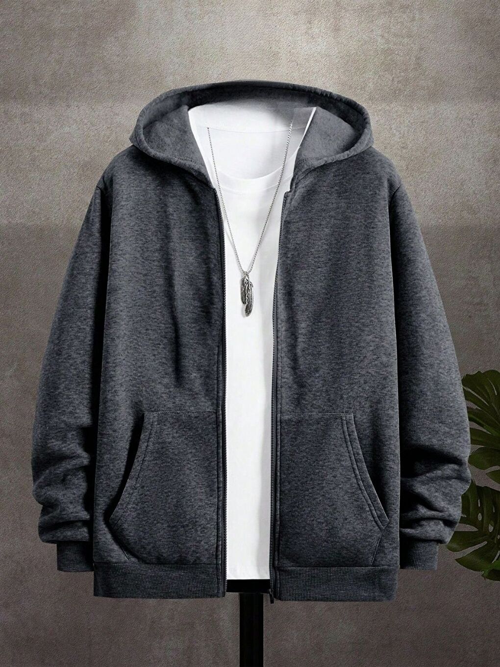 3lü Set Füme Siyah Gri Kapüşon Detay Fermuarlı Hırka-3