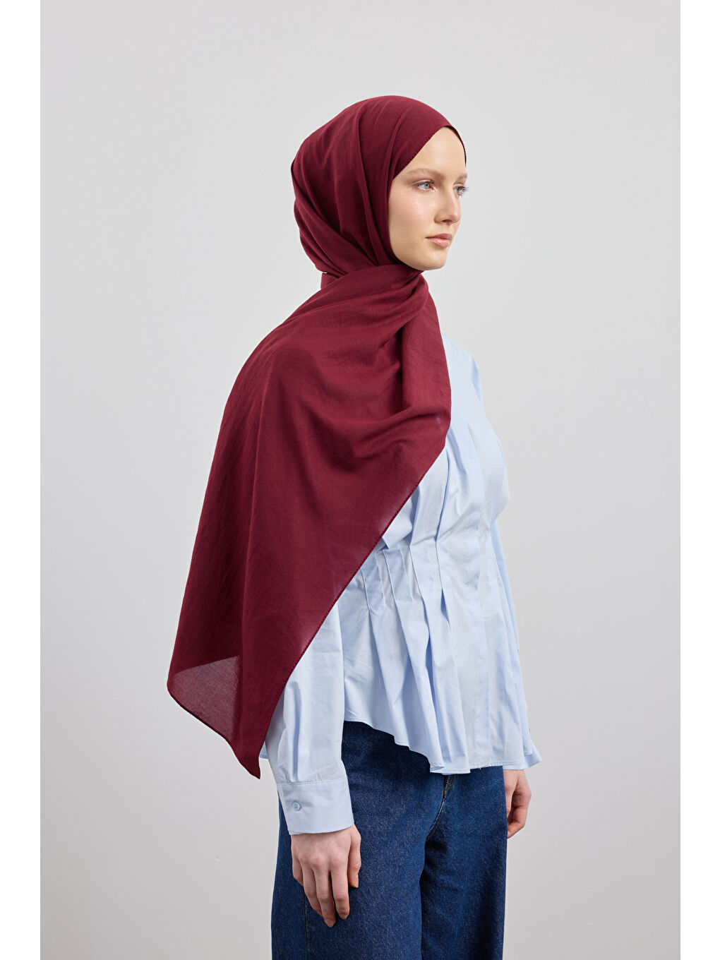 Organik Crash Şal Bordo-4