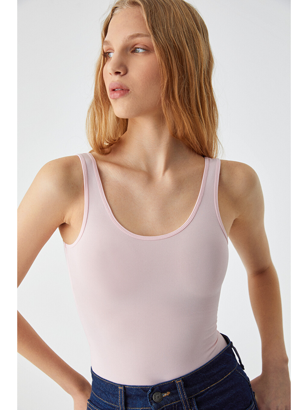 Chıles Kadın Slim Halter Yaka Kolsuz Çıtçıtlı Pembe Body-3