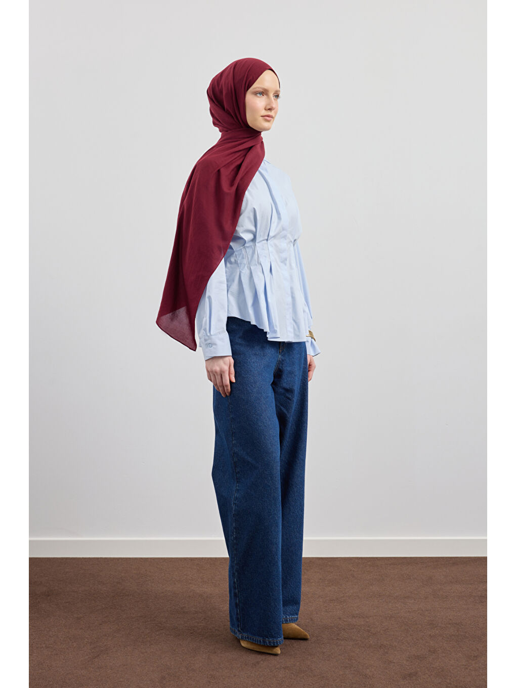 Organik Crash Şal Bordo-5