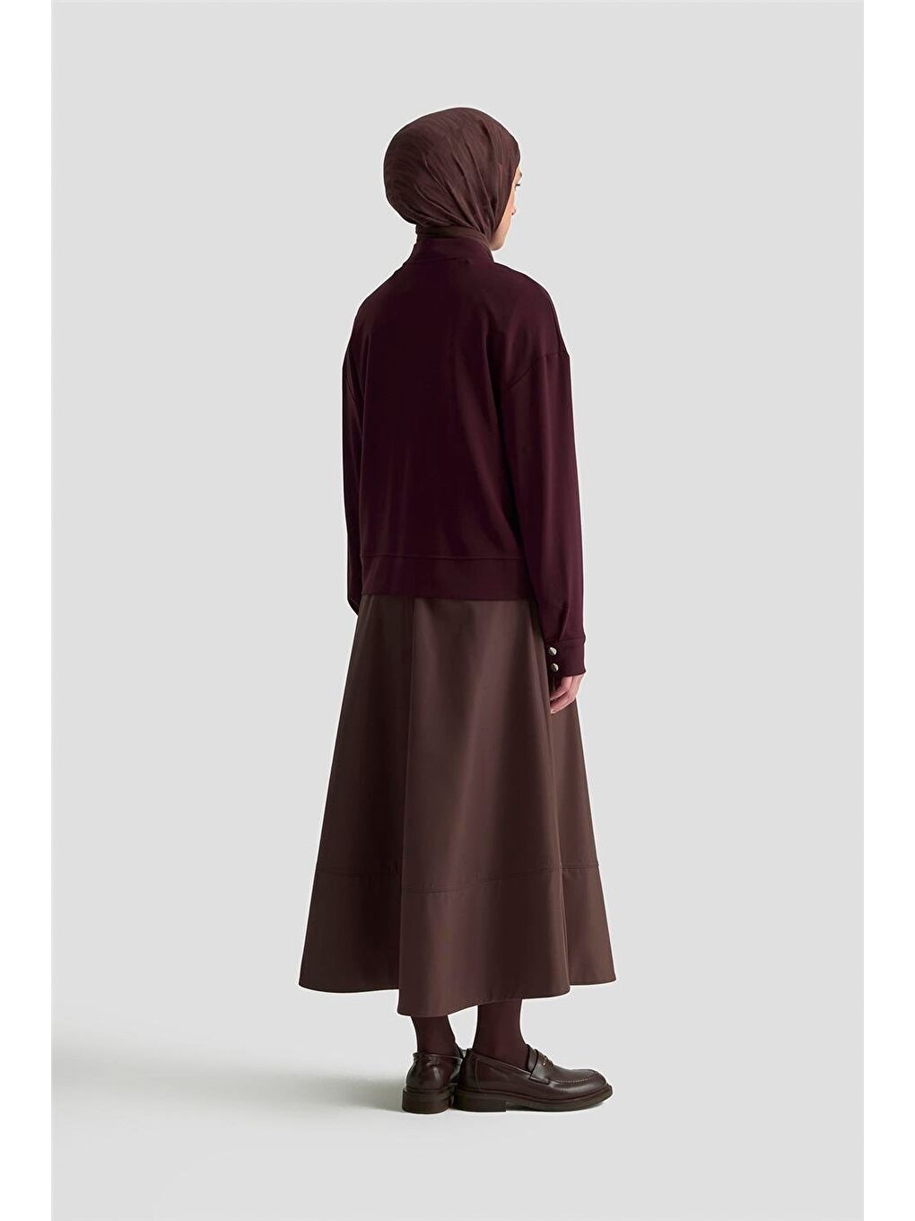 Zımbalı Örme Ceket 25Kd4032 Mürdüm-4