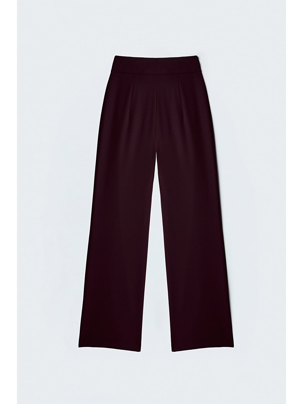 Bel Aksesuarlı Bol Paça Pantolon - Mürdüm-3
