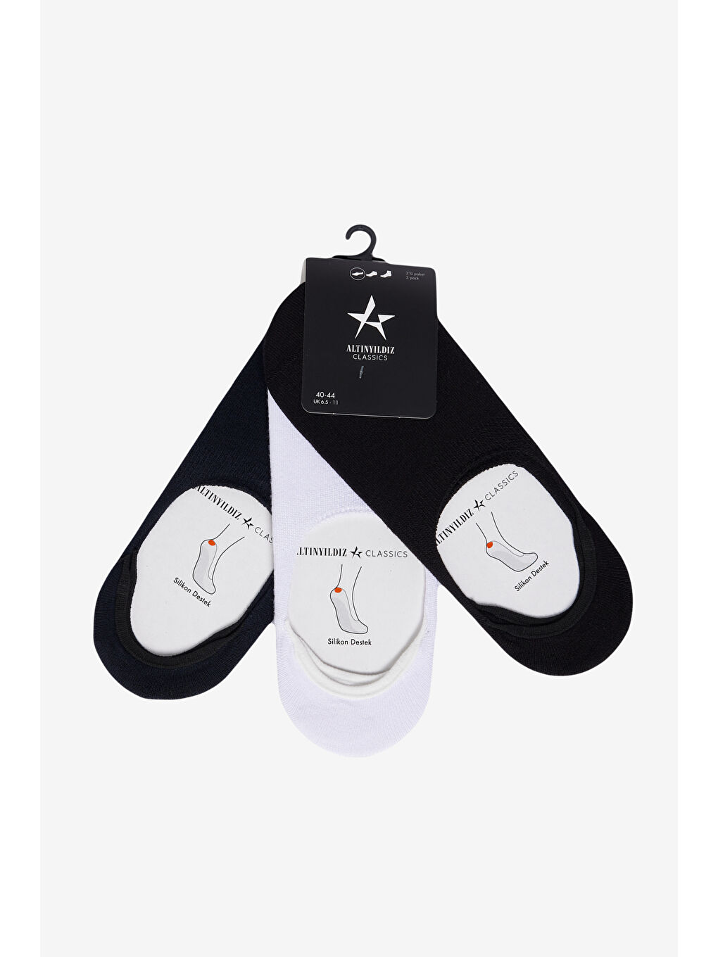 Erkek Siyah-Lacivert-Beyaz 3'lü Bambulu Sneaker Patik Çorap