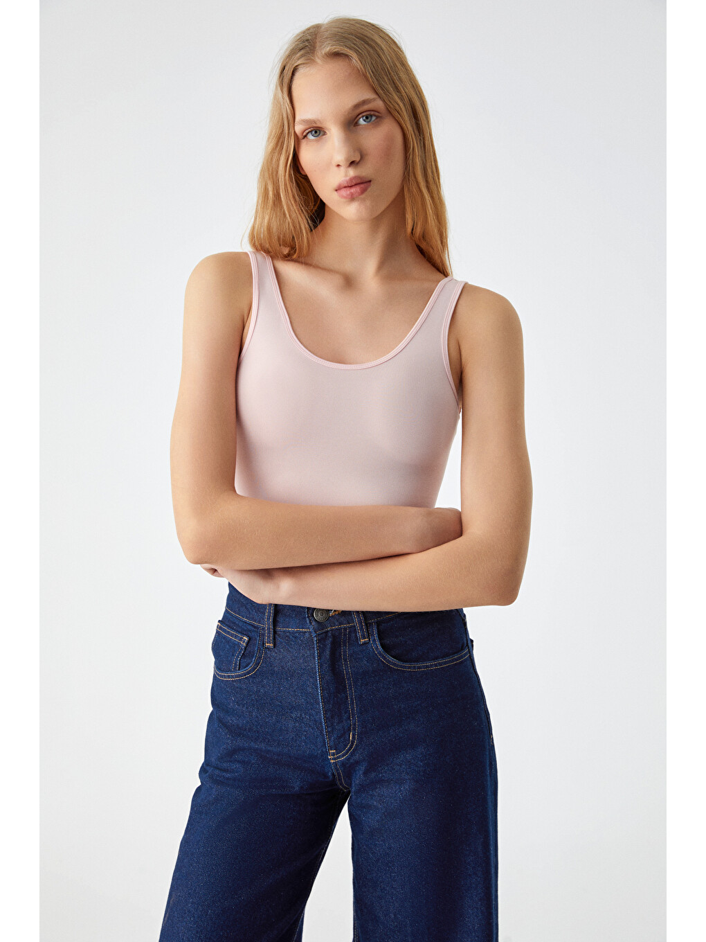 Chıles Kadın Slim Halter Yaka Kolsuz Çıtçıtlı Pembe Body-4
