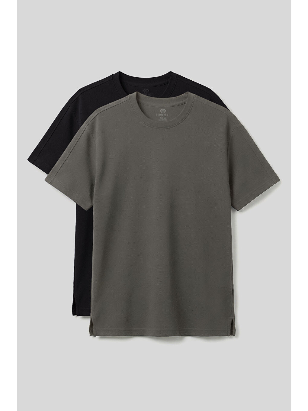 Rahat Form O Yaka 2li Paket Siyah-Haki Erkek T-Shirt - 88495