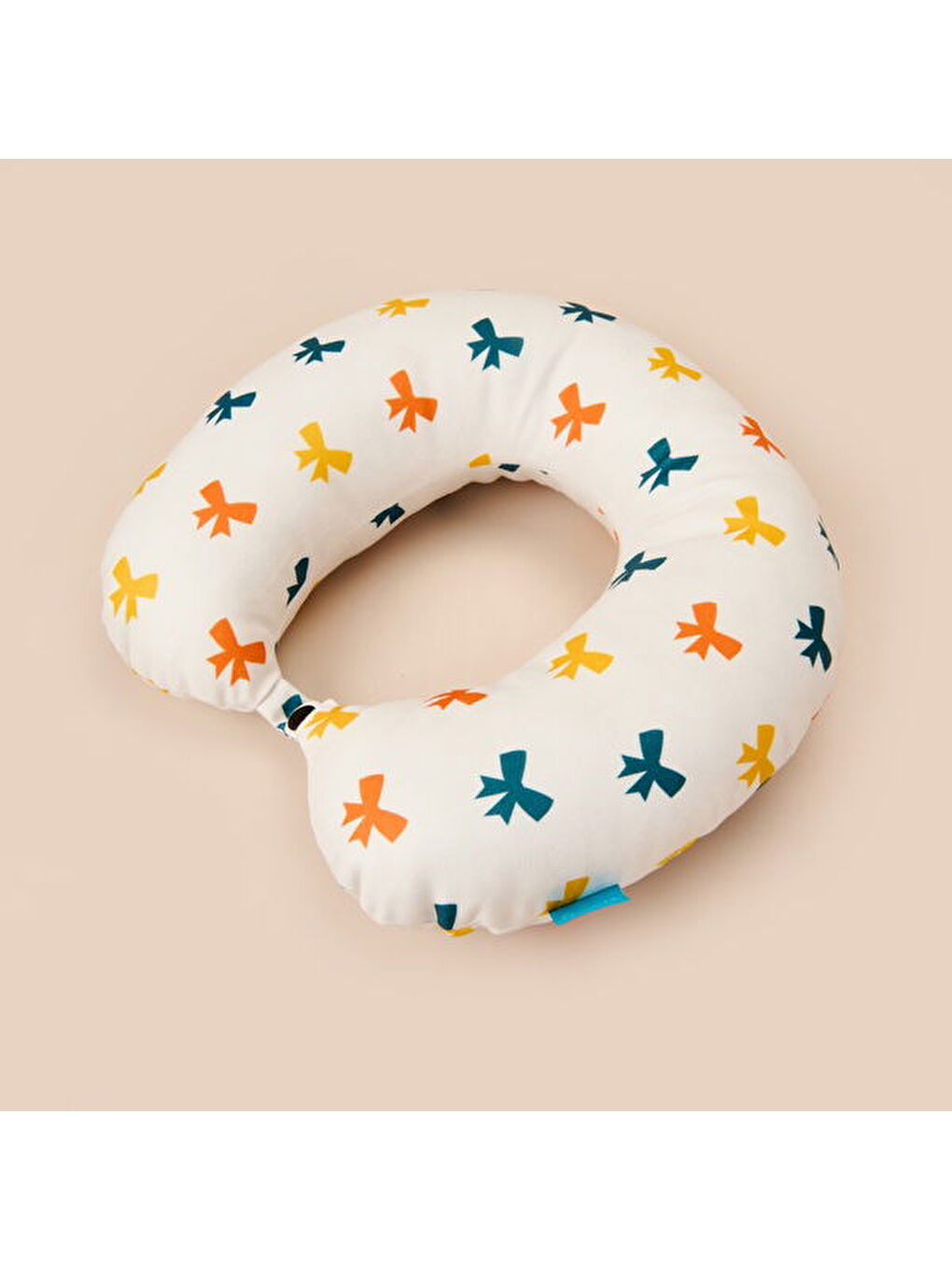 Karışık Kurdele Desenli Seyahat Boyun Yastığı - Renkli - 28,5x30 cm-1