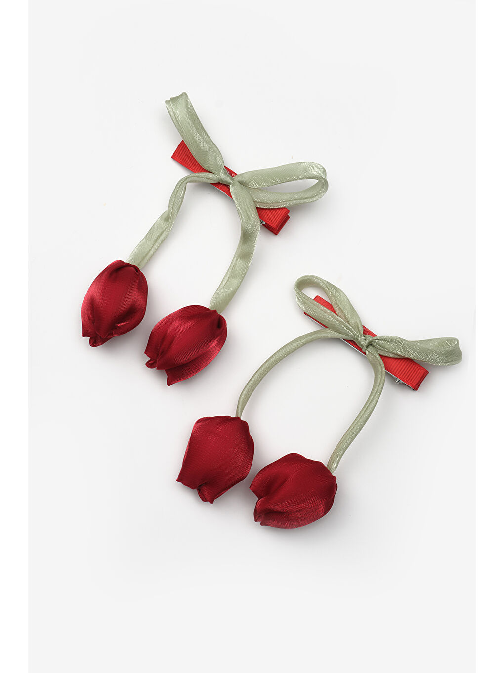 Kırmızı Lale Figürlü 2'li Kız Çocuk Klips Toka