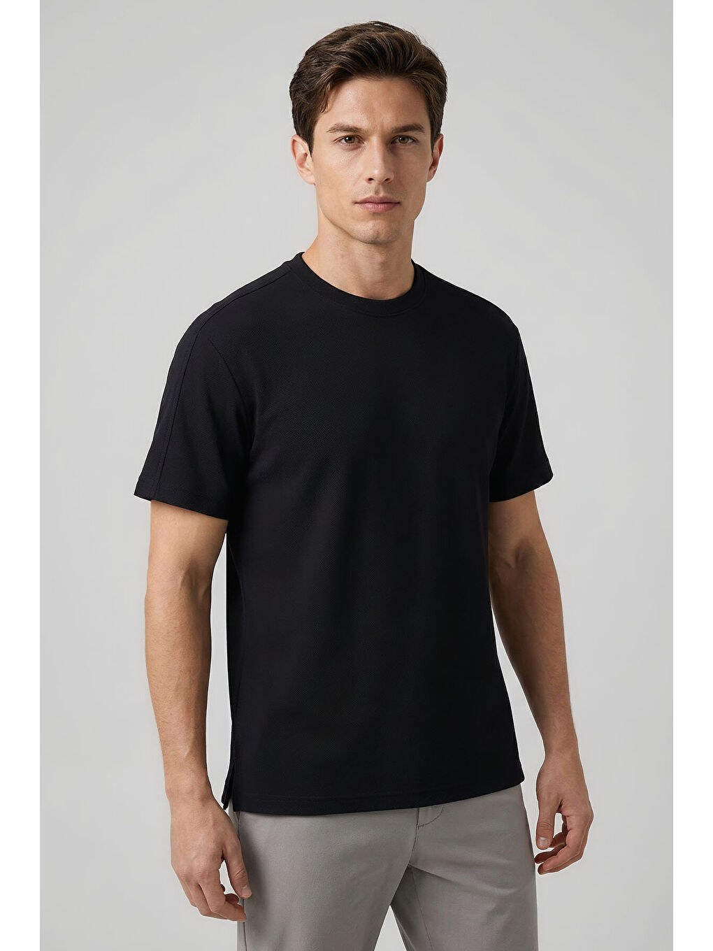 Rahat Form O Yaka 2li Paket Siyah-Haki Erkek T-Shirt - 88495-1