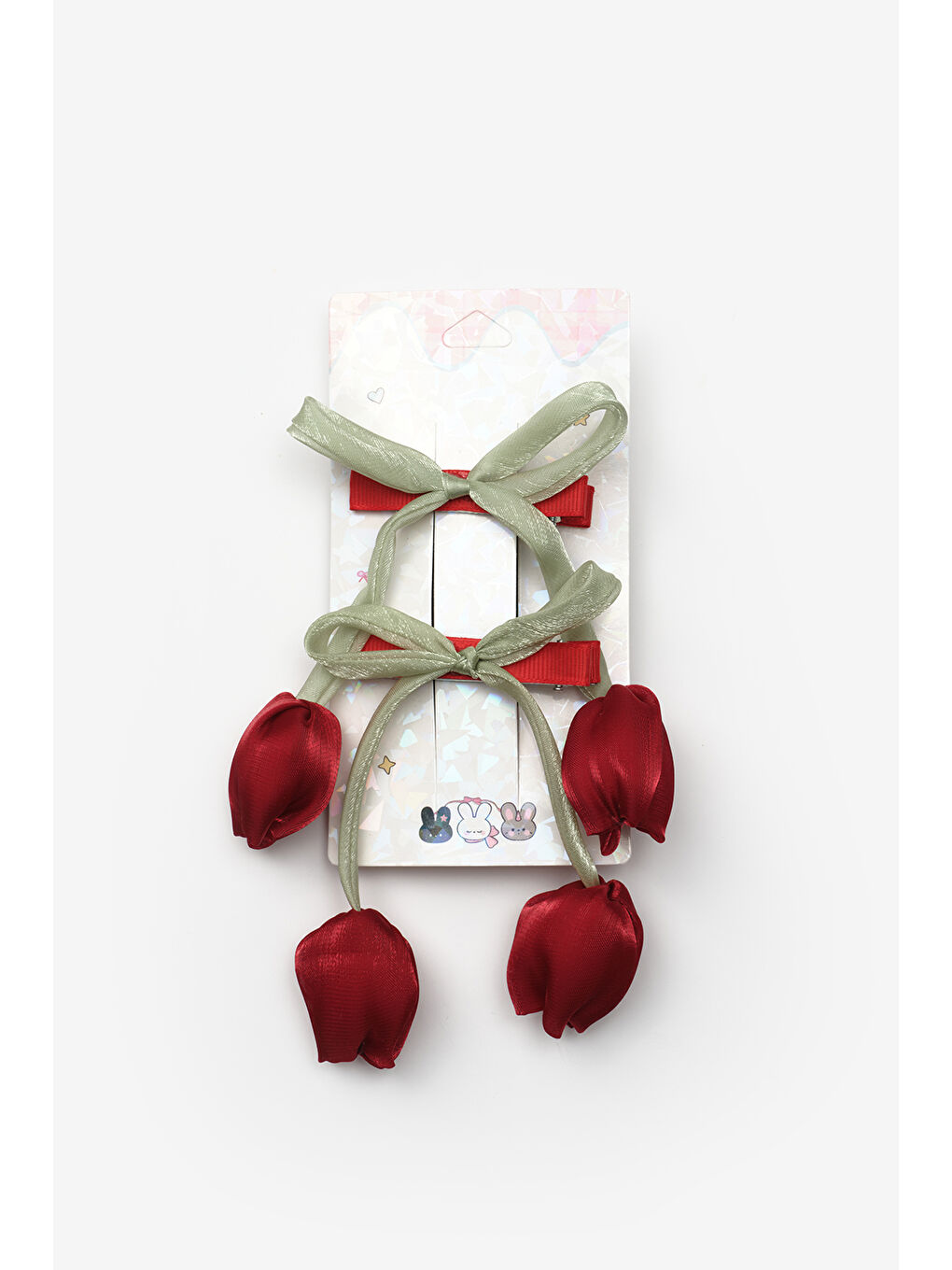 Kırmızı Lale Figürlü 2'li Kız Çocuk Klips Toka-1