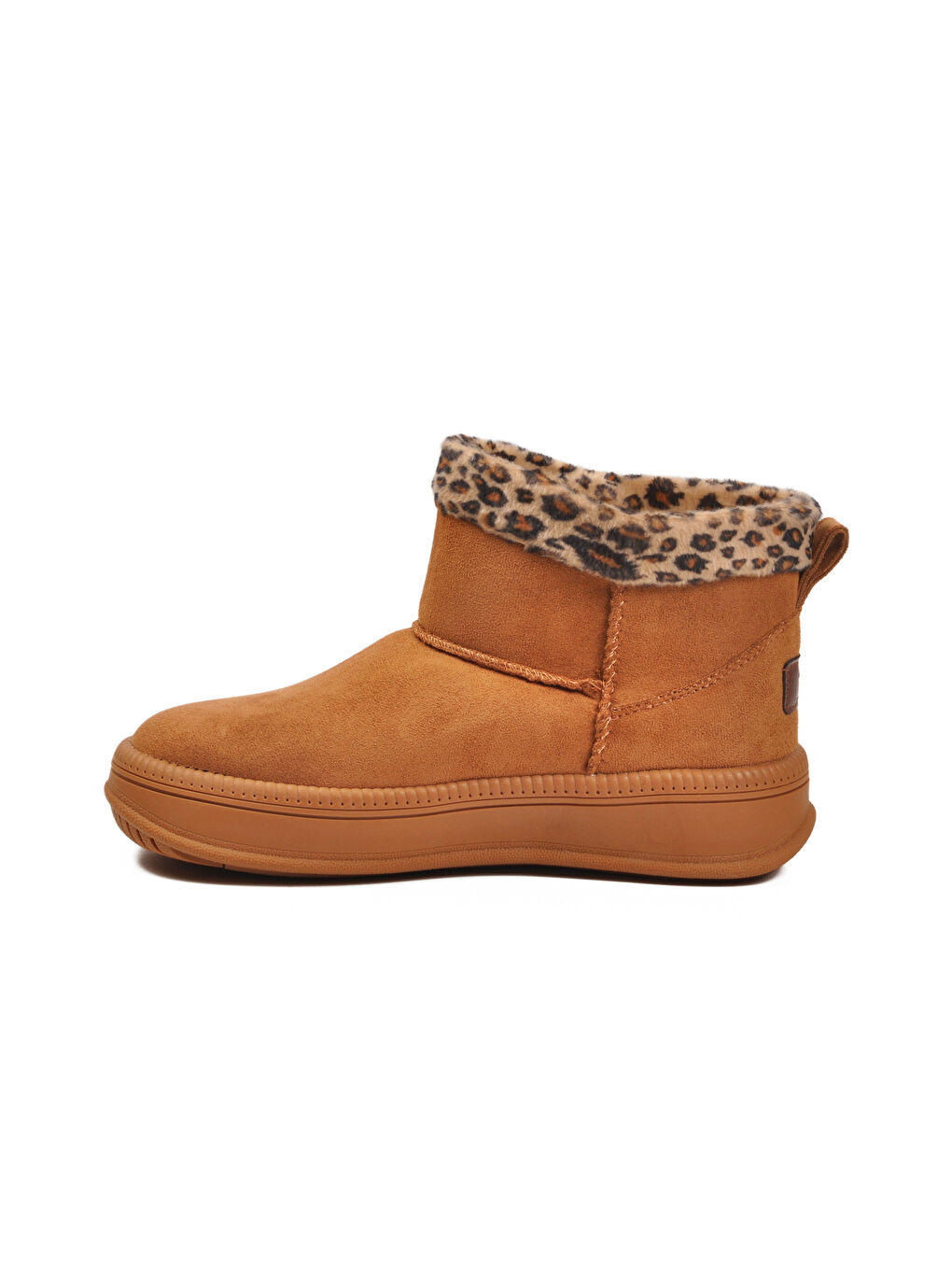 Kahverengi Taba Leopar Kürklü Soğuğa Dirençli Kaymaz Kadın Bot 25001 Z-3