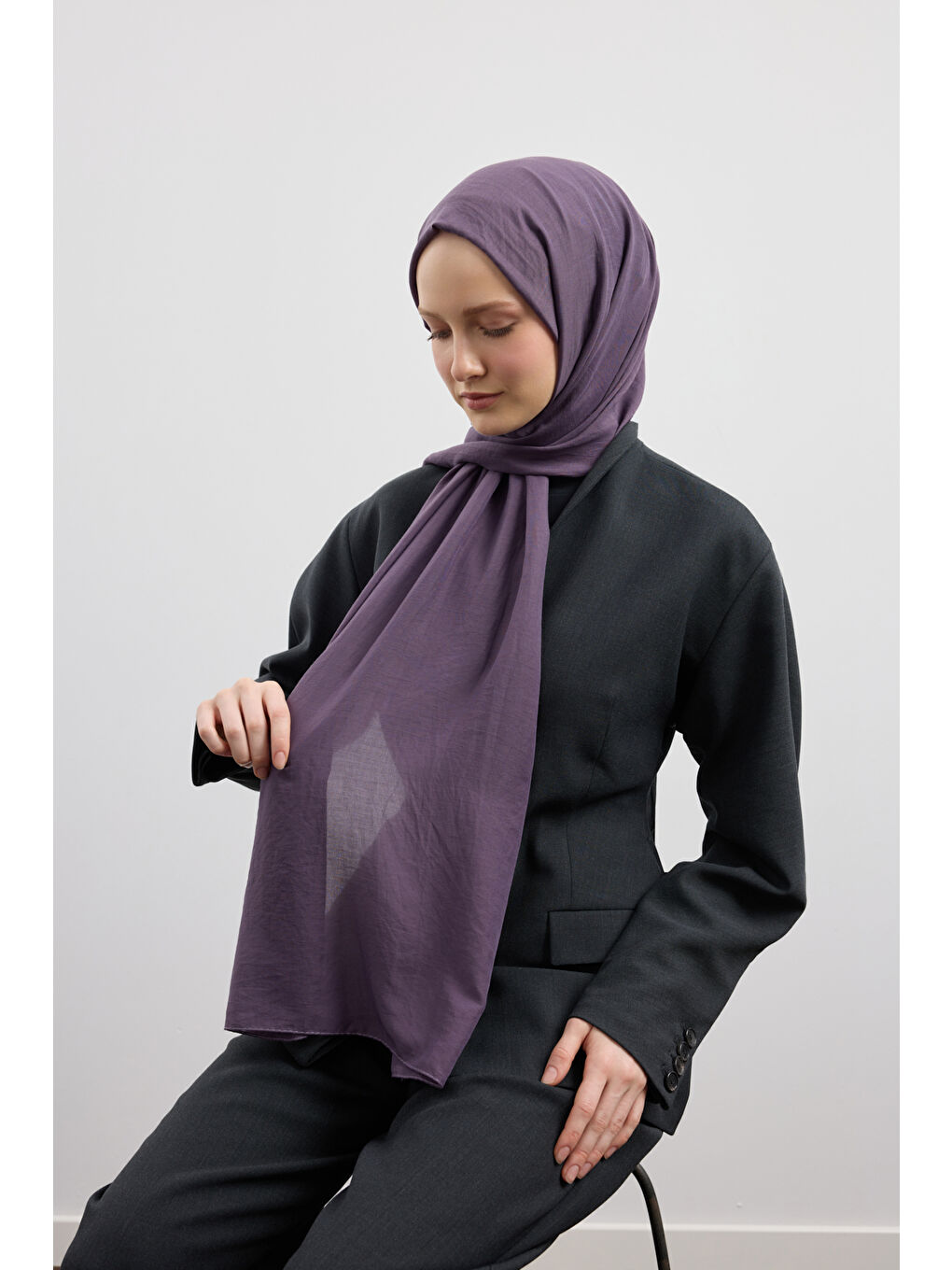 Mor Organik Crash Şal Eflatun-2