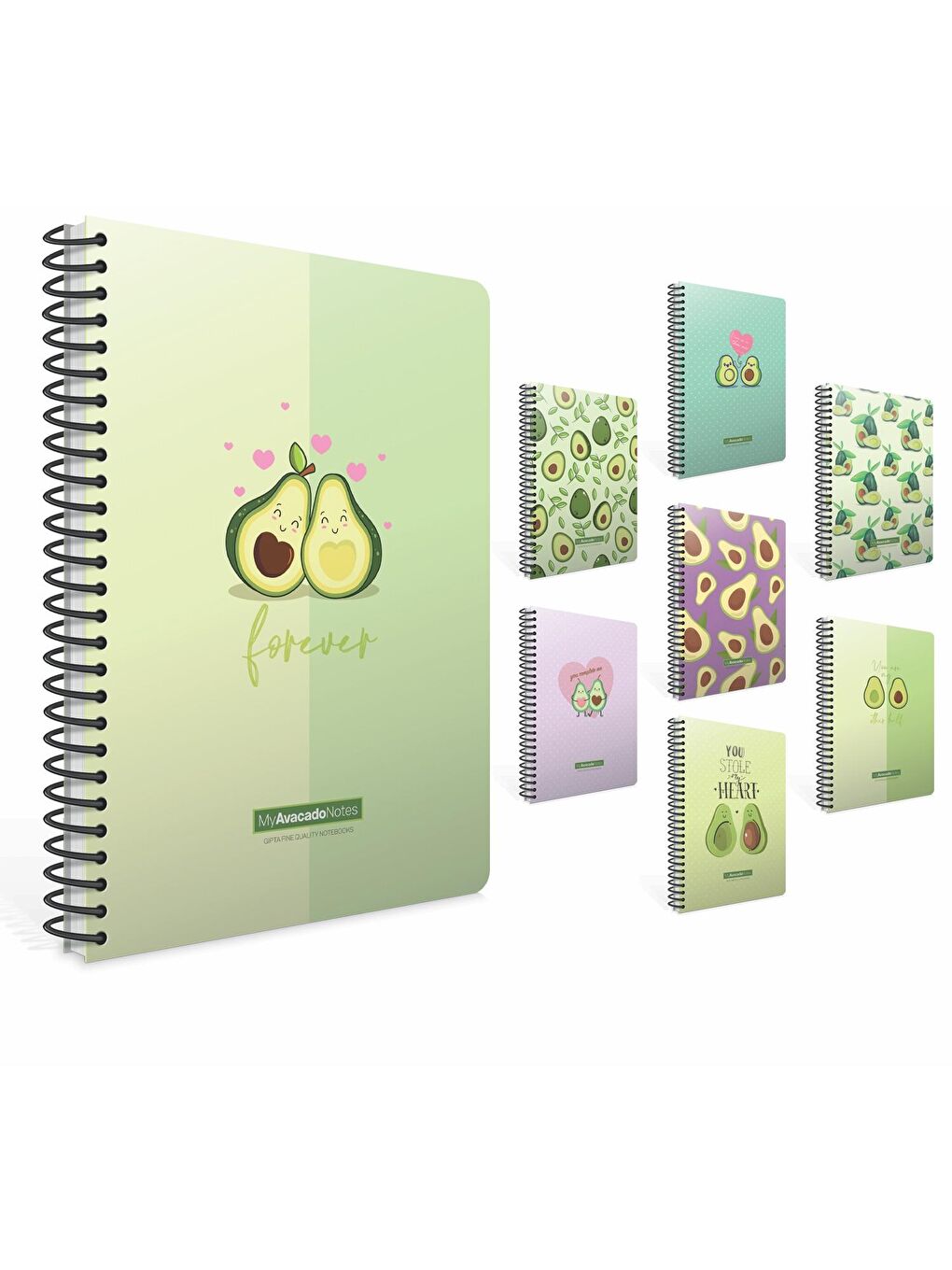 Gıpta Avocado Karton Kapak Spiralli Not Defteri A6 48 Yaprak Çizgili (5997)