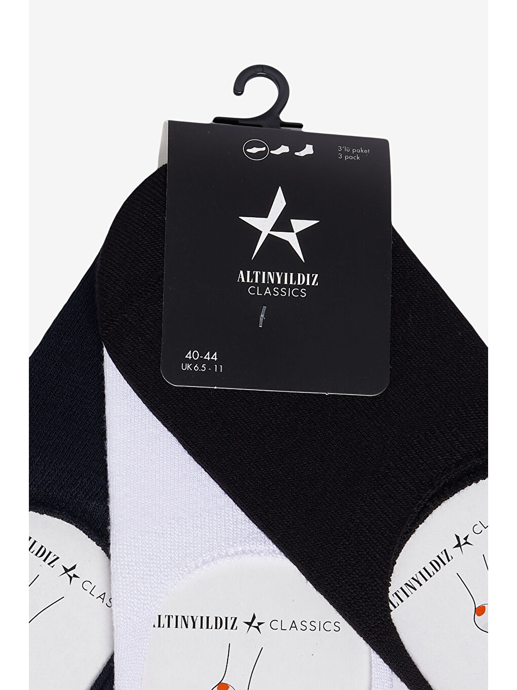 Erkek Siyah-Lacivert-Beyaz 3'lü Bambulu Sneaker Patik Çorap-1