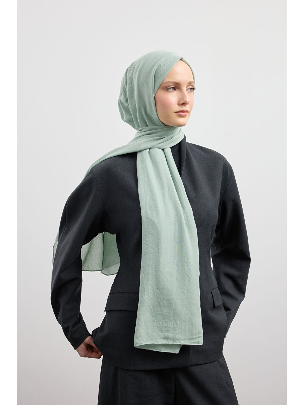 Yeşil Organik Crash Şal Mint