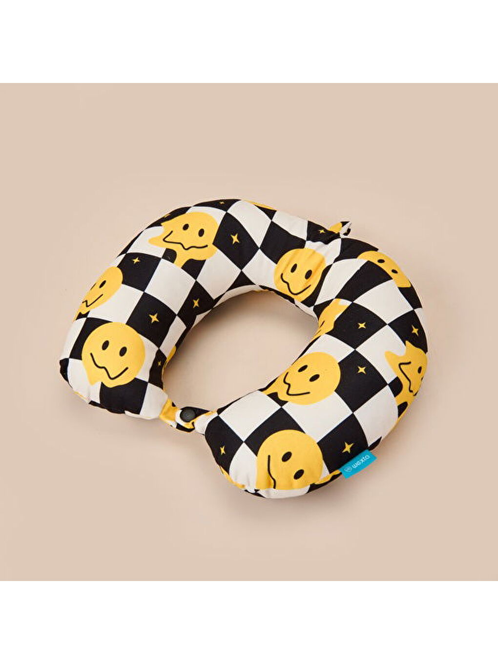 Karışık Dama Desenli Seyahat Boyun Yastığı - Renkli - 28,5x30 cm-2