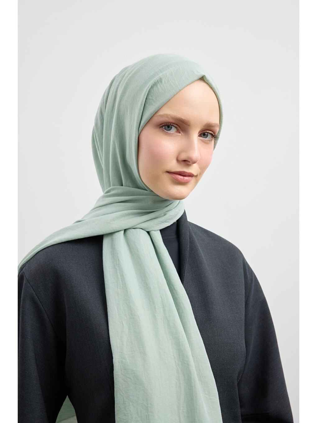 Yeşil Organik Crash Şal Mint-1
