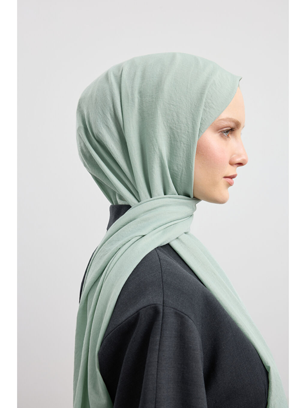 Yeşil Organik Crash Şal Mint-2