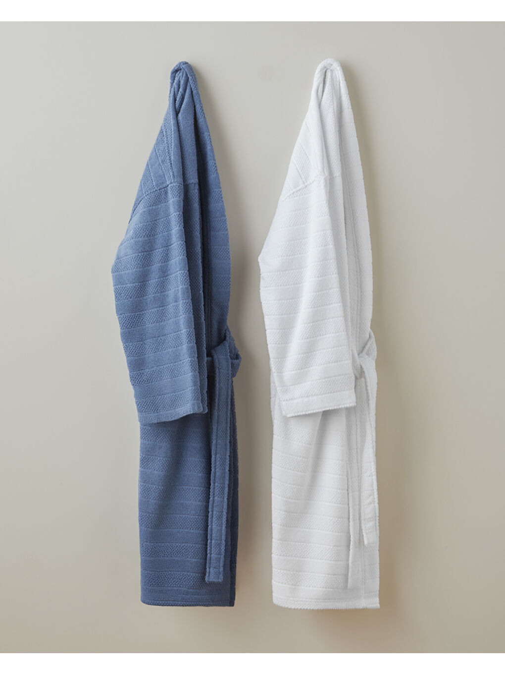 Sandy Stripe Pamuk Bornoz L-XL Beyaz-4