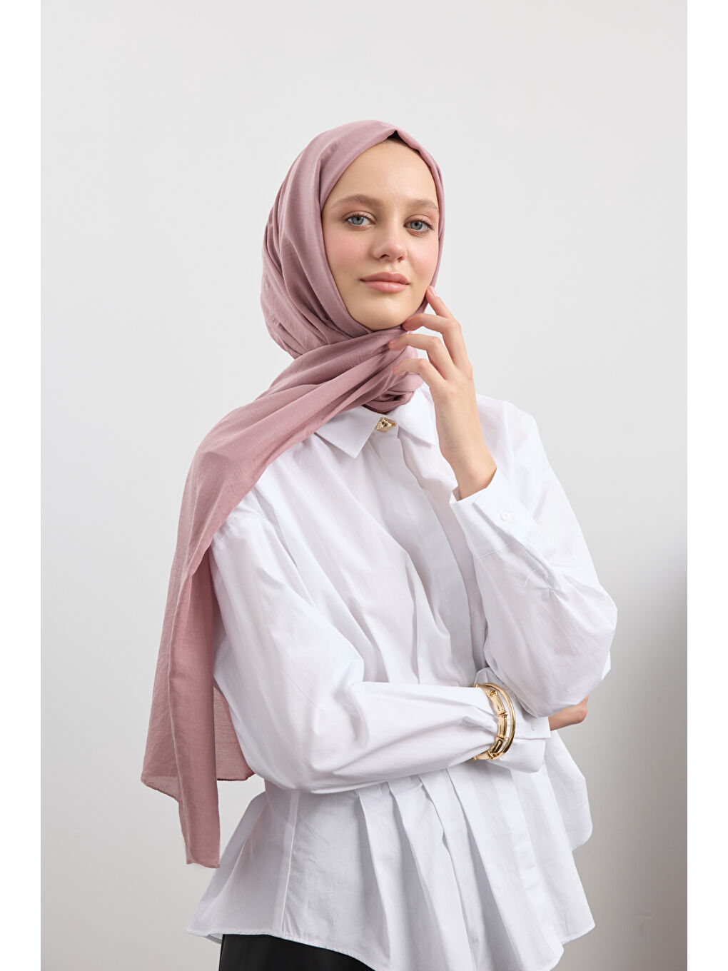 Pembe Organik Crash Şal Gül Kurusu