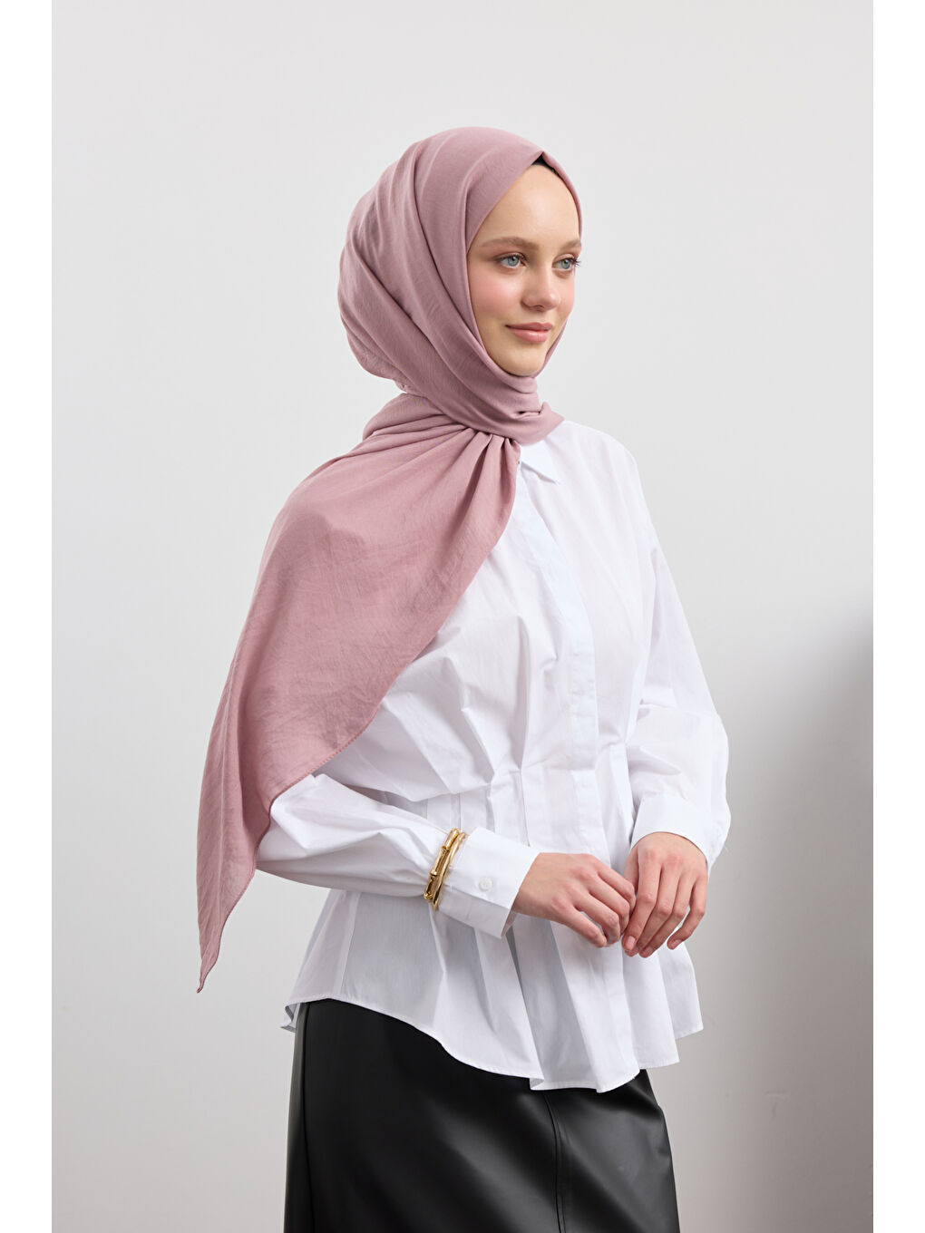 Pembe Organik Crash Şal Gül Kurusu-2