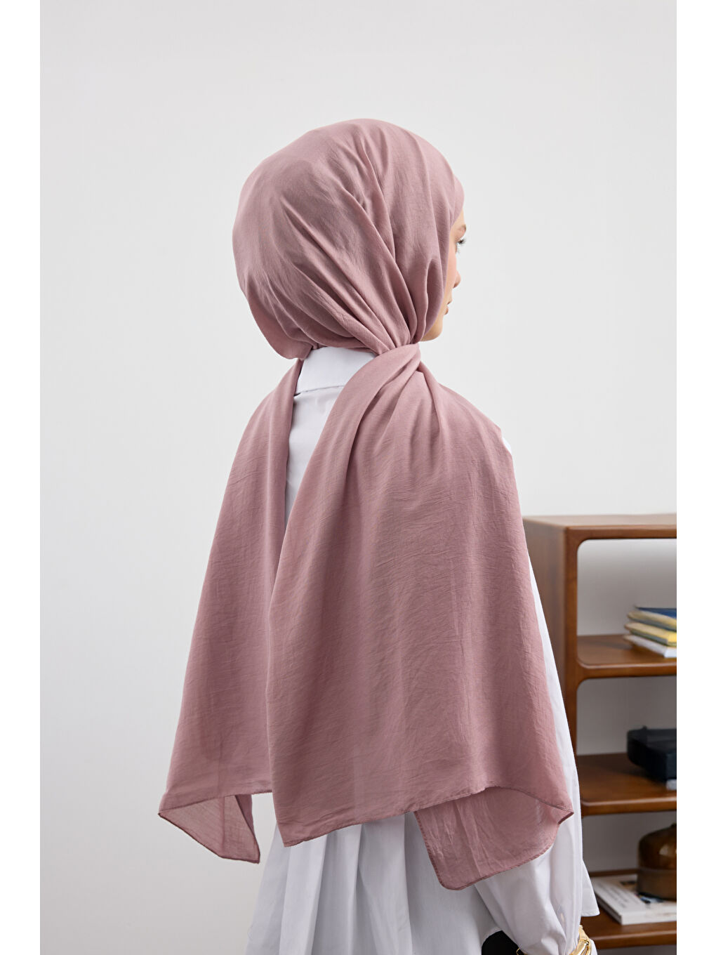 Pembe Organik Crash Şal Gül Kurusu-3