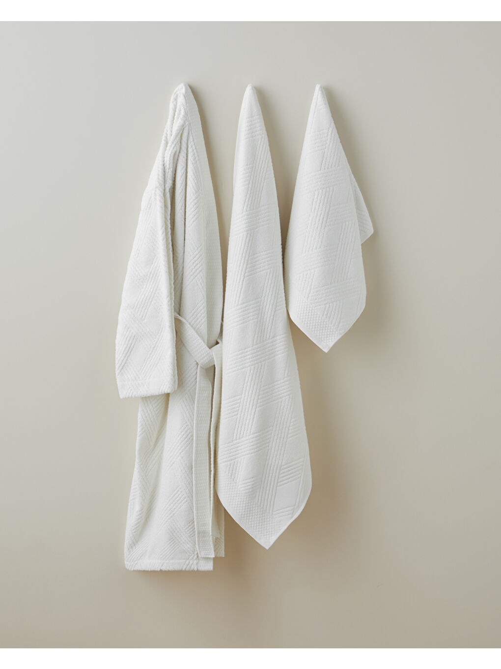 Ekru Chic Diamond Pamuk Bornoz S-M Fildişi-3