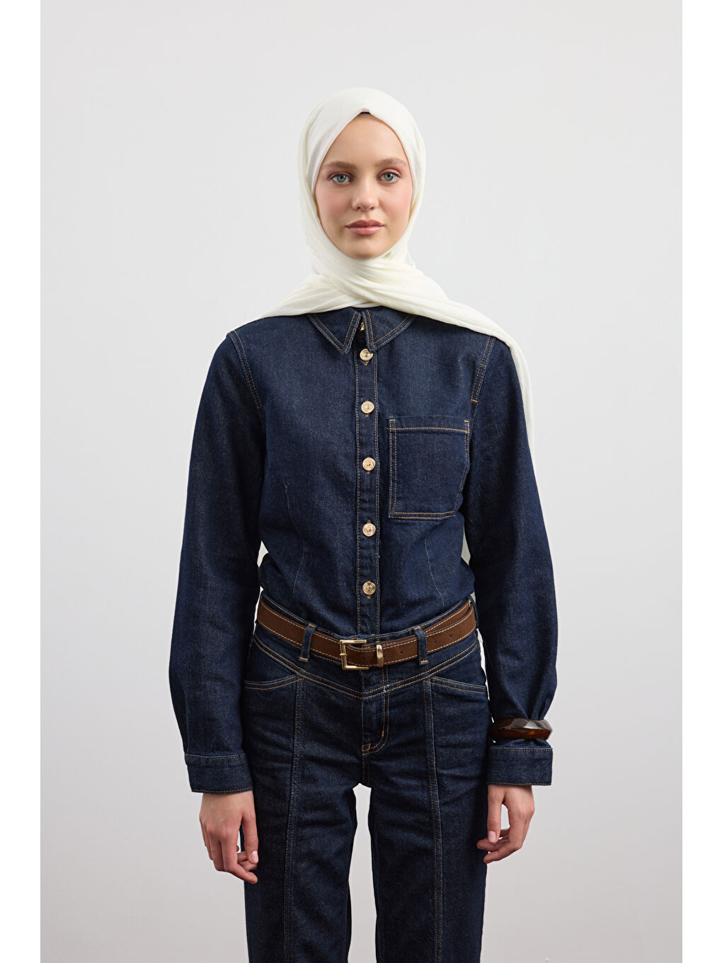 Organik Crash Şal Ekru