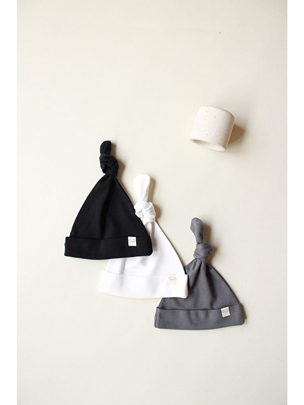 Bej 3Lü Yenidoğan Şapka Model 7-1