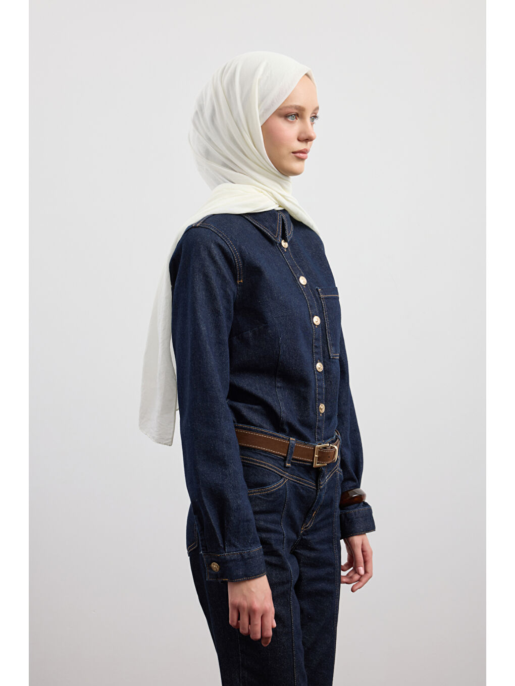 Organik Crash Şal Ekru-1