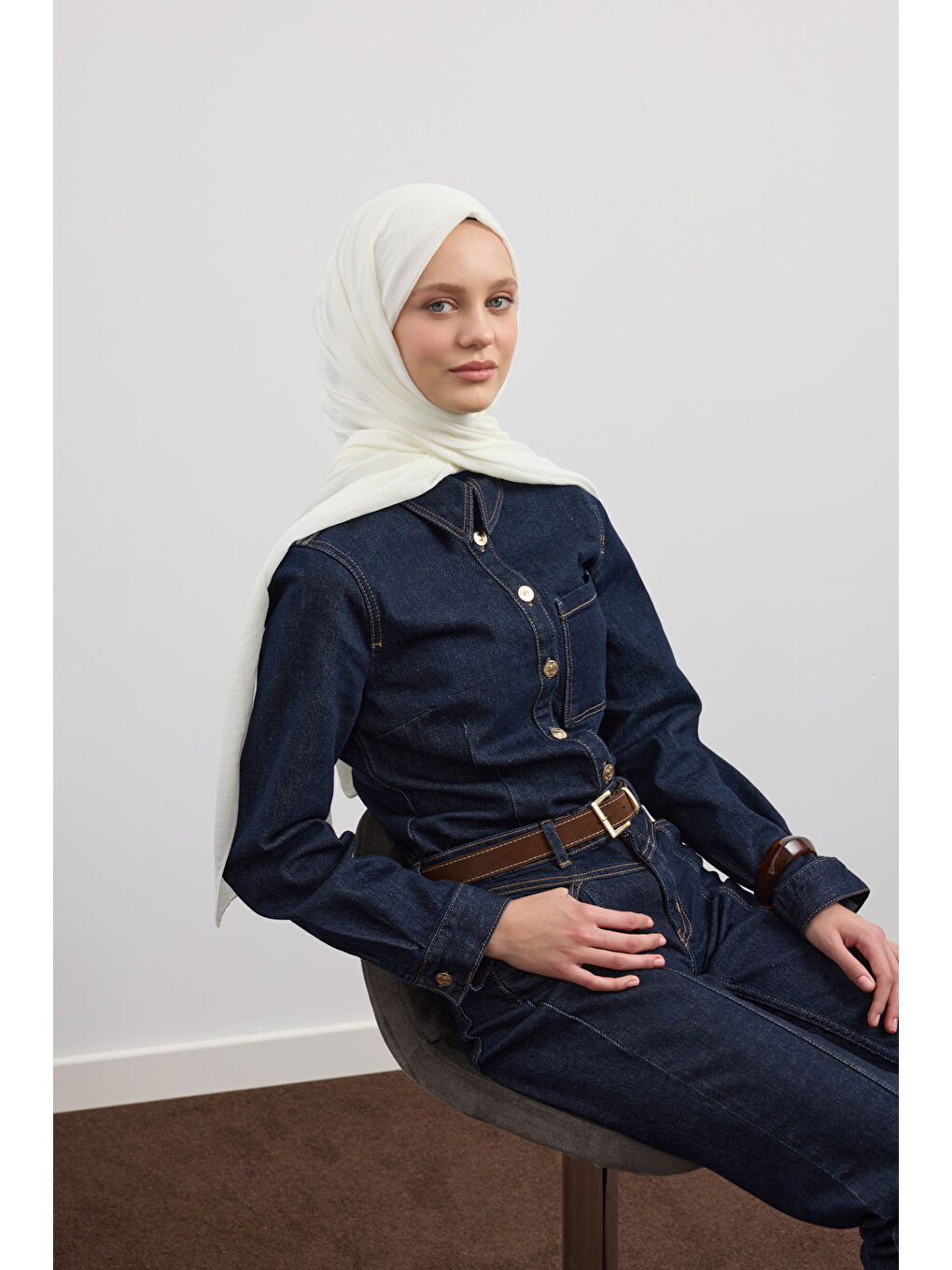 Organik Crash Şal Ekru-2