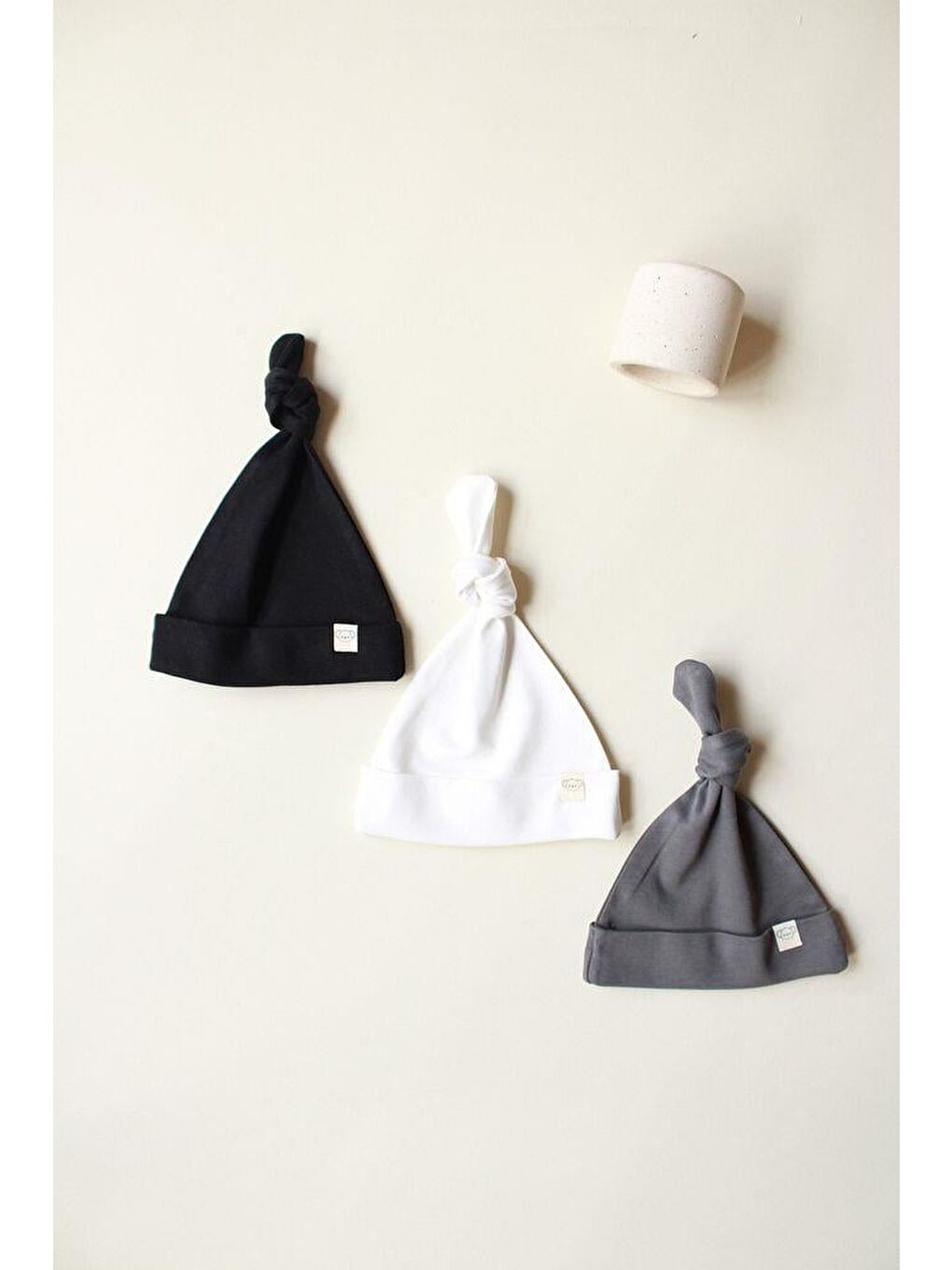 Bej 3Lü Yenidoğan Şapka Model 7-2