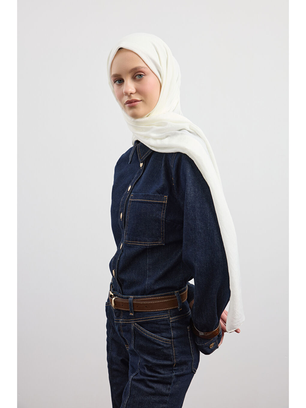 Organik Crash Şal Ekru-3