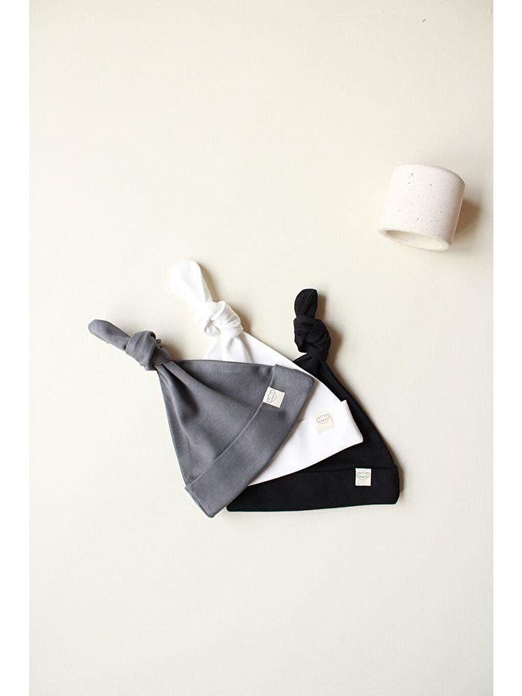 Bej 3Lü Yenidoğan Şapka Model 7-3