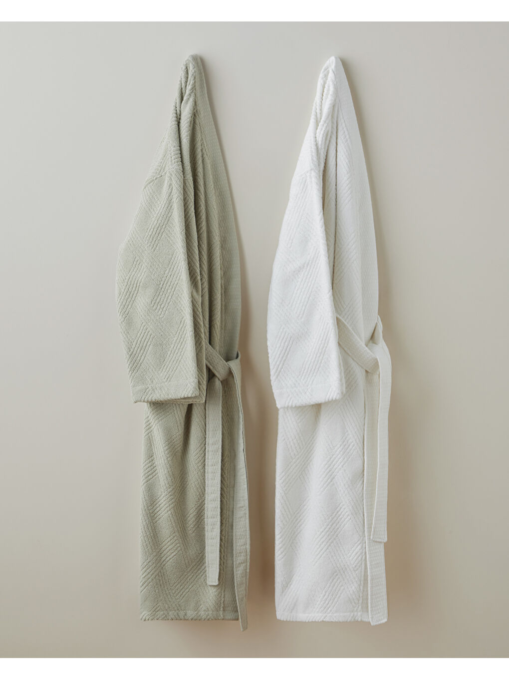 Ekru Chic Diamond Pamuk Bornoz S-M Fildişi-4