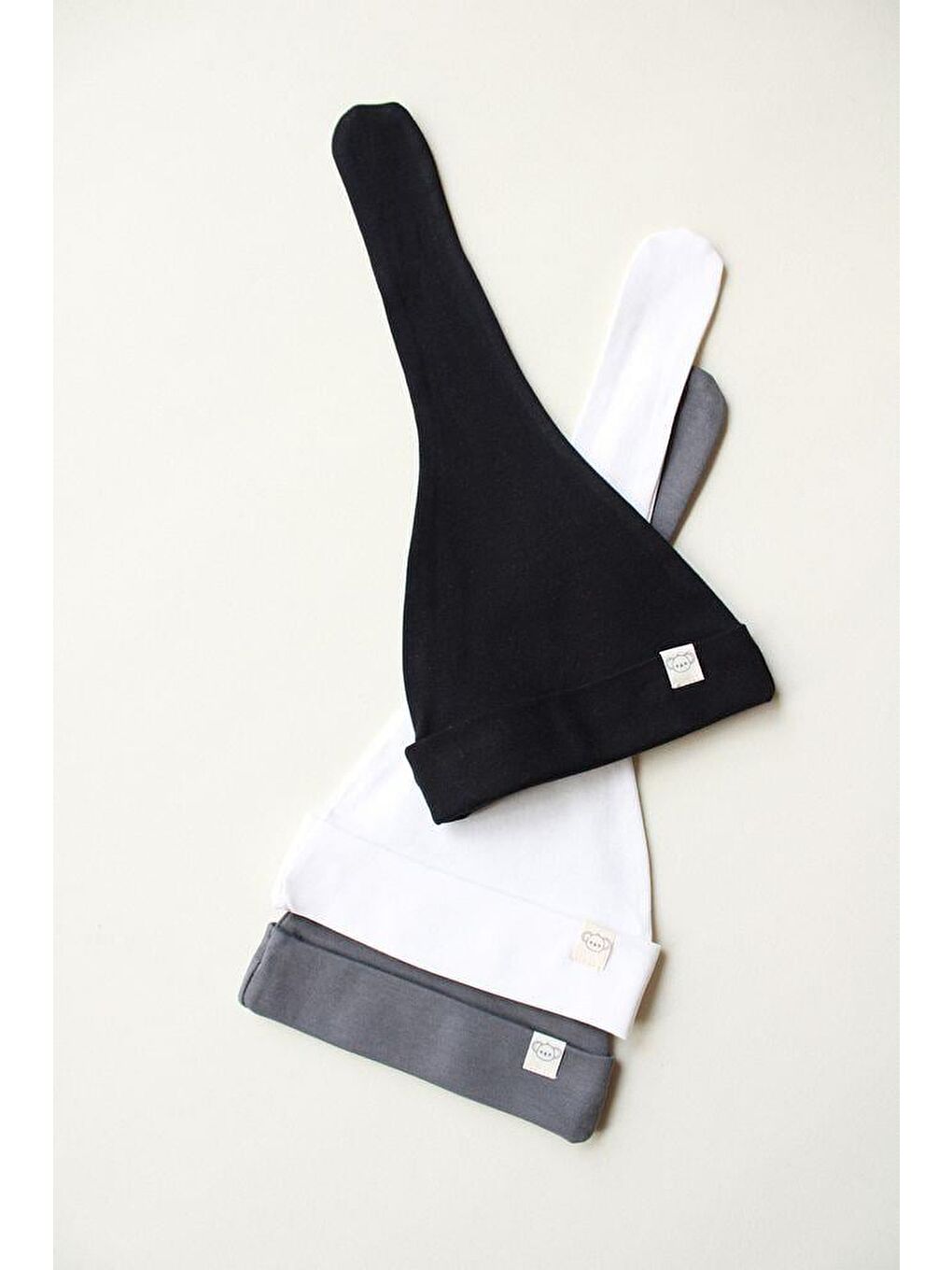 Bej 3Lü Yenidoğan Şapka Model 7-4